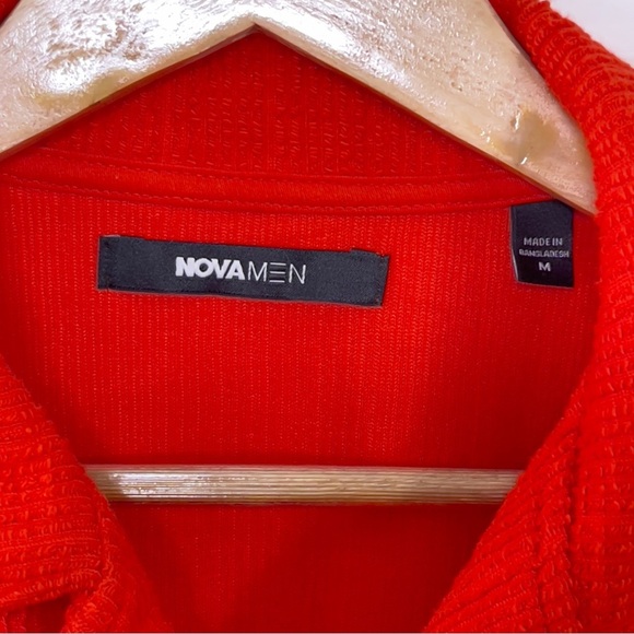 NovaMen Dean Textured Short Sleeve Button Up Men’s Medium Red - Picture 8 of 13